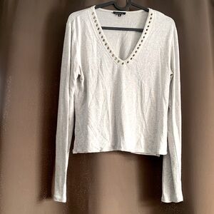 Soft and simple cream Dynamite top with gold detailing size S